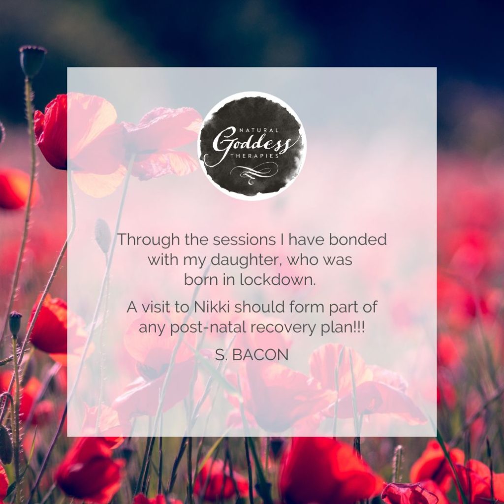 Review: "Through the sessions I have bonded with my daughter, who was born in lockdown. A visit to Nikki should form part of any post-natal recovery plan!!! S. Bacon."